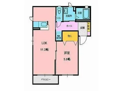 シャーメゾン・ロッシュB(1LDK/2階)の間取り写真