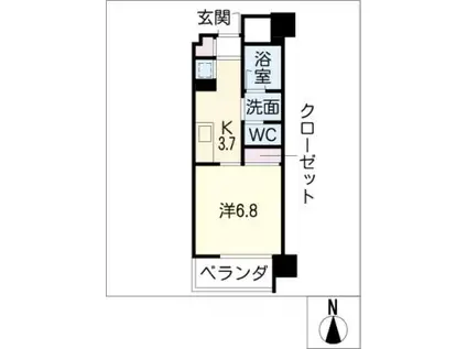 ジョイフル砂田橋CASA EST(1K/7階)の間取り写真