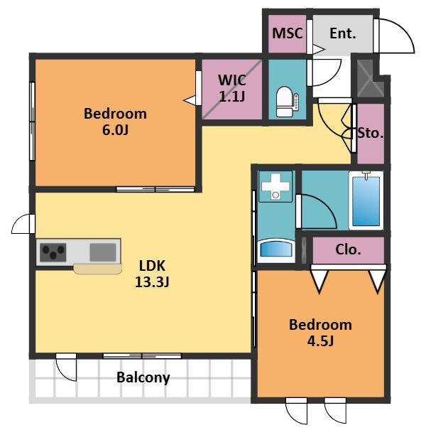 HEBEL MAISON 久我山(2LDK/2階)の間取り写真