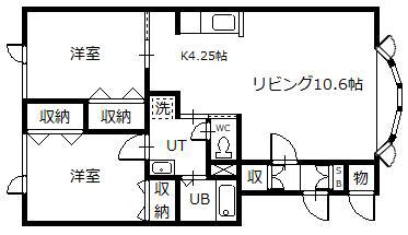ドルフィン(2LDK/2階)の間取り写真