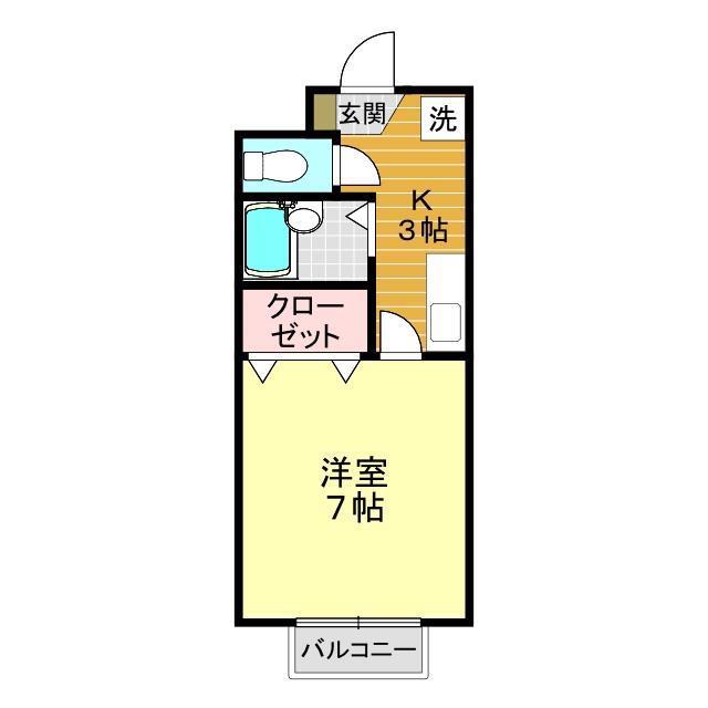上田ハイムC(1K/2階)の間取り写真