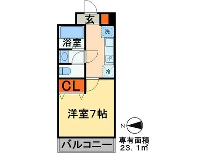 宮の杜ハイツ(1K/2階)の間取り写真