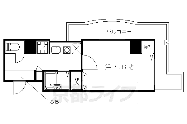 サムパティーク山科(1K/4階)の間取り写真