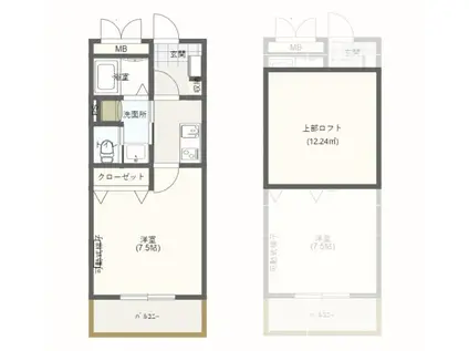 ワコーレヴィアーノ垂水城が山(1K/2階)の間取り写真