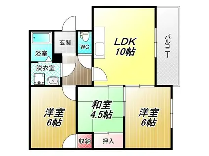 ロードリィD.M(2LDK/1階)の間取り写真