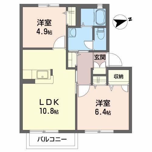 シティハイツABEII(2LDK/2階)の間取り写真