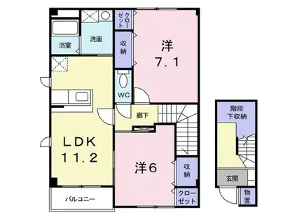 フィデールAB(2LDK/2階)の間取り写真