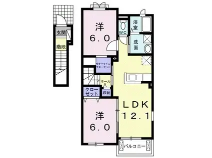 エレヴァ―トピアE(2LDK/2階)の間取り写真