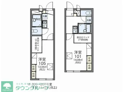 レオパレスサンフォレストII(1K/1階)の間取り写真