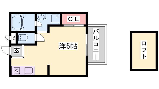 メゾン書写(1K/2階)の間取り写真