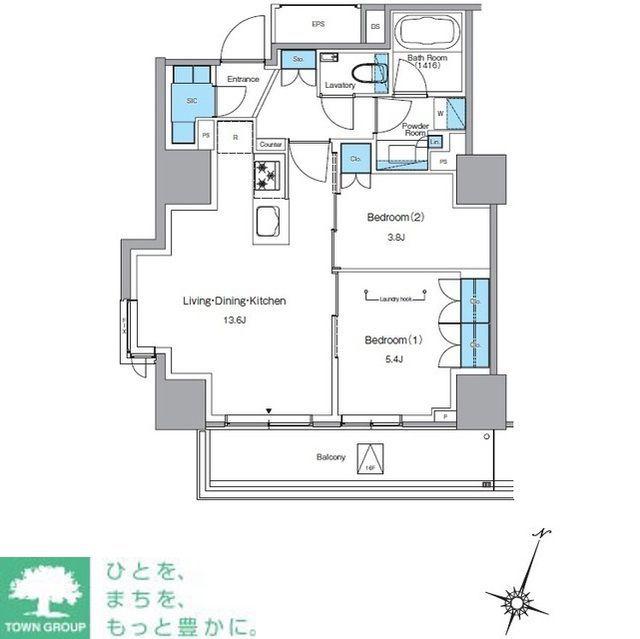 ルフォンプログレ渋谷ヒルトップ(2LDK/16階)の間取り写真