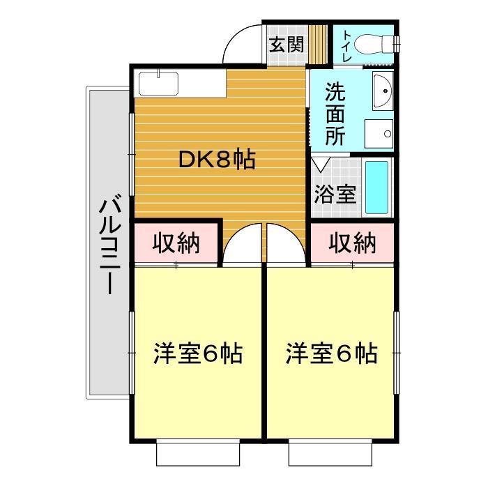 ヴィラ貴船(2DK/2階)の間取り写真