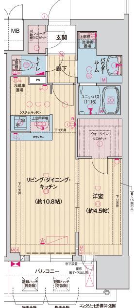 ソルテラス神戸栄町通(1LDK/2階)の間取り写真