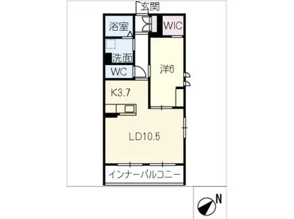 ティーメゾン グリシーヌ N棟(1LDK/1階)の間取り写真