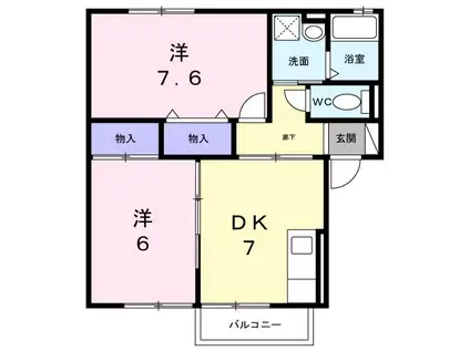 カサベルテA(2DK/1階)の間取り写真