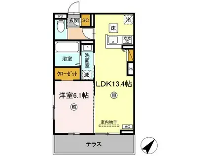 LUMIERE 33(1LDK/1階)の間取り写真