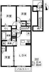 CASA MARMELO(3LDK/2階)の間取り写真