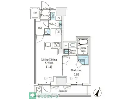 ベルファース神田神保町(1LDK/13階)の間取り写真