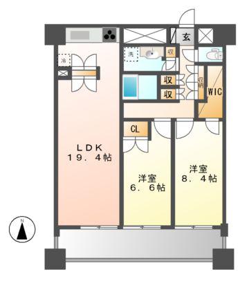 グランアベニュー名駅(2LDK/13階)の間取り写真