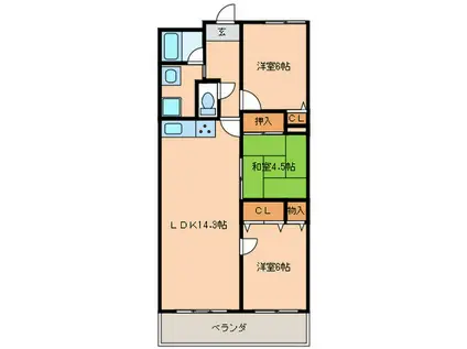 アリア32レジデンス(3LDK/3階)の間取り写真