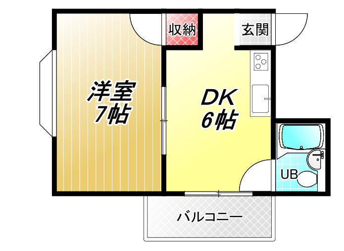 スクエアメゾン志紀(1DK/2階)の間取り写真