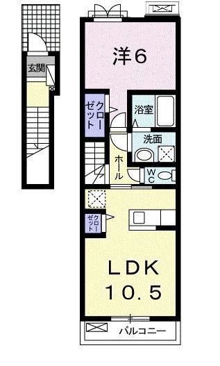 イターナルパレスII(1LDK/2階)の間取り写真