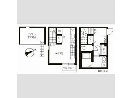 ハーモニーテラス松葉町(1SK/1階)の間取り写真