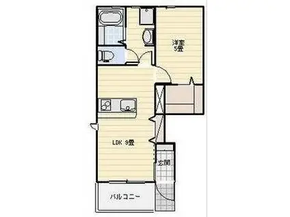 LOTUS河輪(1LDK/1階)の間取り写真