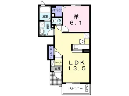 ウィステリアB(1LDK/1階)の間取り写真