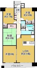 ネオハイツ姫路アメティ228(4LDK/11階)の間取り写真
