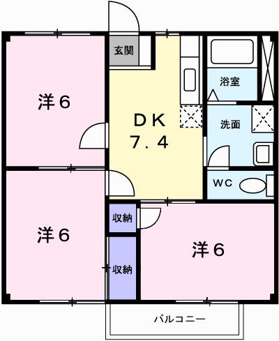 ドミール前田(3DK/2階)の間取り写真