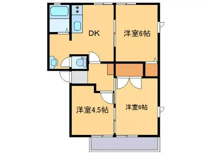 クレセント八幡A(3DK/2階)の間取り写真