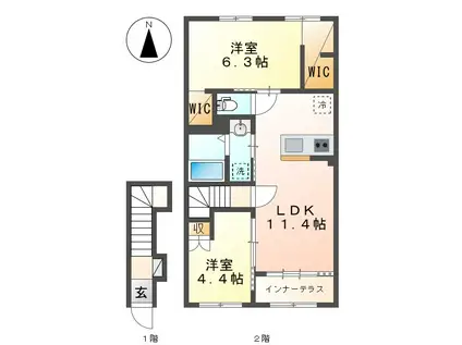 プレタージュ(2LDK/2階)の間取り写真