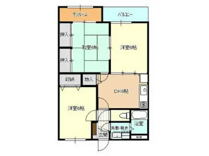 シャトレー根塚 C棟(3DK/3階)の間取り写真