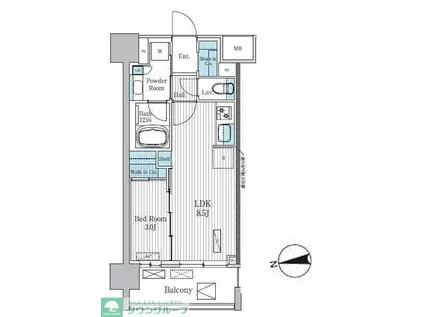 TERRA蚕糸の森(1LDK/8階)の間取り写真