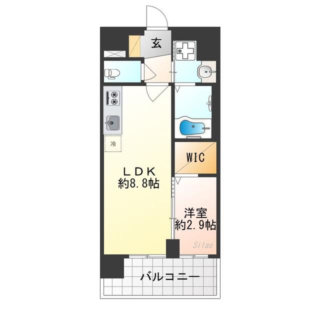 ソルテラス京都JUJO華(1LDK/2階)の間取り写真