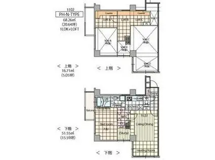 名鉄名古屋本線 前後駅 徒歩4分 11階建 築20年(1LDK/11階)の間取り写真