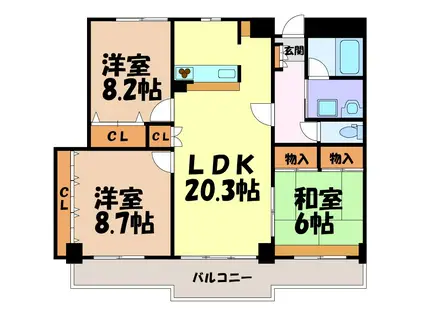 プレディアスタイル旭丘(2LDK/4階)の間取り写真
