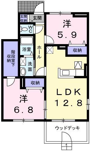 エメラルド雅(2LDK/1階)の間取り写真