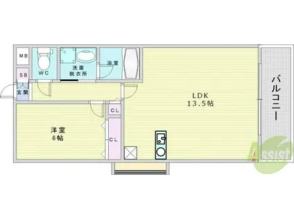 ノースVILLAGE壱番館(1LDK/8階)の間取り写真