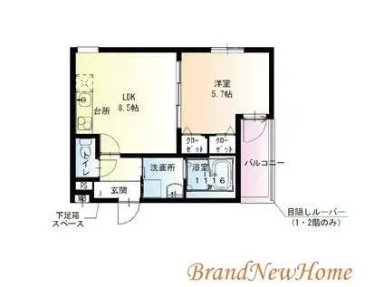 フジパレス深井清水町(1LDK/1階)の間取り写真