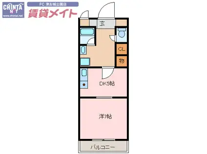 K`Sガーデン(1DK/3階)の間取り写真