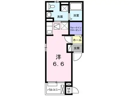 ハピネス浦江 II(ワンルーム/1階)の間取り写真