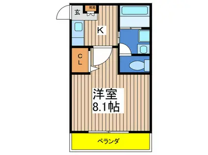 リブレア白鳥(1K/2階)の間取り写真