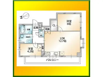 ハビテ小平(2LDK/2階)の間取り写真