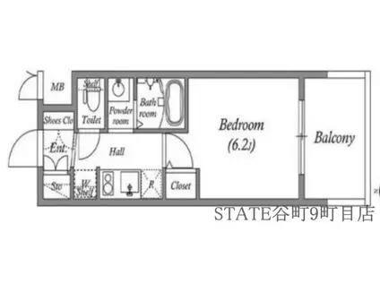 エステムコート難波VIIビヨンド(1K/5階)の間取り写真