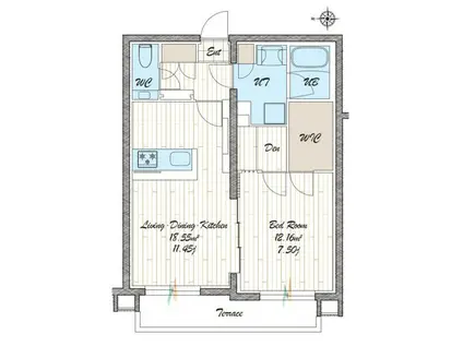 QUADOR NOIE 池下(1LDK/1階)の間取り写真