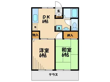 ガーランドハイツ(2DK/1階)の間取り写真