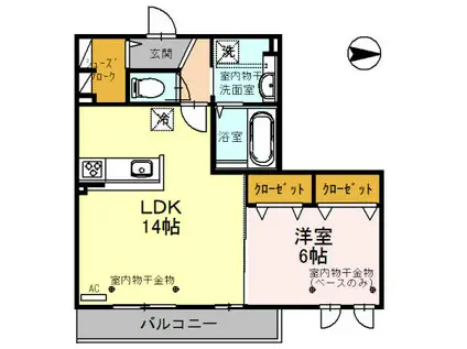 DH・ツリーファイブ(1LDK/2階)の間取り写真
