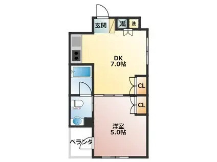 M SQUARE(1DK/2階)の間取り写真